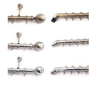 Your Home Online 3m Metal Bay Window Curtain Pole 28mm Diameter Designer Brackets & Ball Finial (Brushed Chrome)