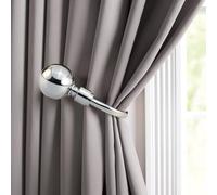 Your Home Online Designer Metal Double Curtain Pole Day & Night Rail Rod 28/19mm Chrome Brass (Polished Chrome, Set Of 2 Matching Holdbacks)