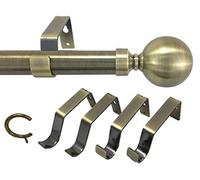 Your Home Online Ext Long 28mm Antique Brass Bi Fold Door Curtain Pole Crystal Finial 3m, 4.5m, 6m, 7.5m & 9m (6m Pole, Antique Brass)