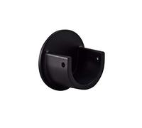 Your Home Online Metal 19mm & 28mm Curtain Pole Recess Wall Bracket Black Chrome Brass Copper (Matt Black, 19mm Quantity 2)