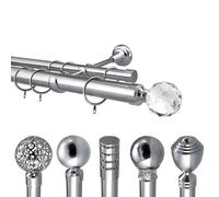 Your Home Online Metal Double Extendable Curtain Pole Rail Rod Polished Chrome 28mm & 19mm (3m - 4m Extendable, Milano Finial Ends)