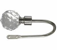 Your Home Online Set Of 2 Glass Crystal Chrome Brass Curtain Pole Holdback Tieback Bracket (Polished Chrome)