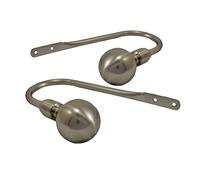 Your Home Online Set Of 2 Metal Ball Black Chrome Brass Black Curtain Pole Holdback Tieback Bracket (Brushed Chrome)