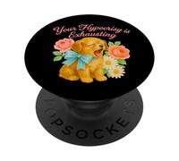 Your Hypocrisy Is Exhausting Retro Puppy Liberal Design PopSockets Adhesive PopGrip
