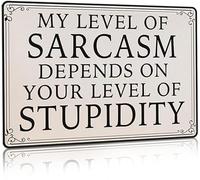 Your Level of Stupidity Sarcastic Sign Funny Office Decor Signs Funny Desk Signs Coworker Gift Vintage Retro Metal Tin Sign Wall Plaque Poster Awesome Gift,8x12 Inch