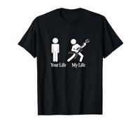 Your Life vs My Life - Funny Guitar Stick Figure T-Shirt