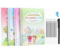 Your Little Explorer Magic Grooved Books, Motor Magic Happy Writer System Grooved Writing Practice for Kids 3-8, Preschool Learning Letter Practice Book Preschool Alphabet Drawing Copybook (1 Set)