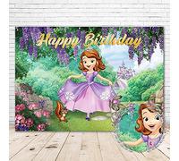 Your Little Princess Sofia Backdrop - Happy Birthday 7x5 Purple Castle Forest Animals Theme Background 1st Birthday for Girls Vinyl Tea Party Wall Banner