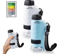 Your Little Scientist Microscope, 2026 New Miniscope Portable Microscope Kids, 60x-120x Pocket Microscope For Kids, Handheld Microscope For Science Experiments (White+Blue)