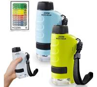 Your Little Scientist Microscope, 2026 New Miniscope Portable Microscope Kids, 60x-120x Pocket Microscope For Kids, Handheld Microscope For Science Experiments (Blue+Green)