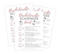 Your Main Event Prints 25 White Bachelorette Scavenger Hunt Party Games, Drinking Game and Dares, Fun Novelty Cards for Girls Night Out