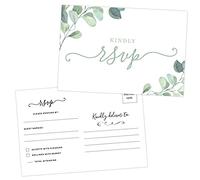 Your Main Event Prints 50 Eucalyptus RSVP Postcards for Wedding - Greenery Response Cards - Perfect for Bridal Shower, Rehearsal Dinner, Engagement Party, Baby Shower