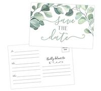 Your Main Event Prints 50 Eucalyptus Save The Date Cards for Wedding, Engagement, Anniversary, Baby Shower, Birthday Party - Save The Dates Postcard Invitations