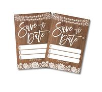 Your Main Event Prints 50 Rustic Save The Date Cards for Wedding, Engagement, Anniversary, Baby Shower, Birthday Party - Wood Save The Dates Postcard Invitations - No Envelopes Included