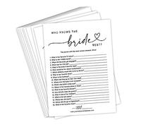 Your Main Event Prints Bridal Shower Games Who Knows The Bride Best, Fun Activities for Weddings, Bridal Showers and Bachelorette Parties (White)