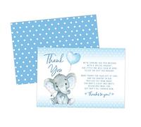 Your Main Event Prints Elephant Baby Shower Thank You Cards - 20 Count Pre-Written Thank You Cards - Baby Sprinkle Blue Dots - No Envelopes Included