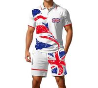 Your Mens Shorts and Shirt Sets British Flag Map Print Short Sleeve Button Shirts Shorts Casual Outfit with Short Sleeves Comfortable Athletic Fit Two-Piece Activewear Set Green Khaki Xxl