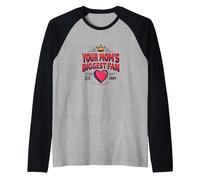 Your Mom's Biggest Fan Est. 1984 Retro Crown Heart Raglan Baseball Tee, Men, Black/Athletic Heather, L