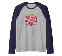 Your Mom's Biggest Fan Est. 1984 Retro Crown Heart Raglan Baseball Tee, Men, Navy/Athletic Heather, L