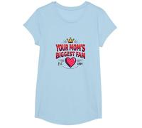 Your Mom's Biggest Fan Est. 1984 Retro Crown Heart T-Shirt, Girls, Baby Blue, Large