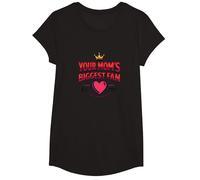 Your Mom's Biggest Fan Est. 1984 Retro Crown Heart T-Shirt, Girls, Black, Large