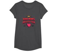 Your Mom's Biggest Fan Est. 1984 Retro Crown Heart T-Shirt, Girls, Dark Heather Grey, Large