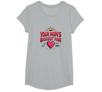 Your Mom's Biggest Fan Est. 1984 Retro Crown Heart T-Shirt, Girls, Heather Grey, Large
