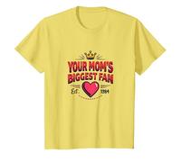 Your Mom's Biggest Fan Est. 1984 Retro Crown Heart T-Shirt, Kids, Lemon, 6 Years
