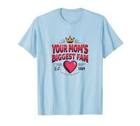 Your Mom's Biggest Fan Est. 1984 Retro Crown Heart T-Shirt, Men, Baby Blue, L