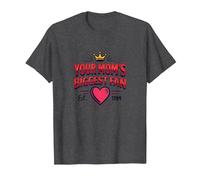 Your Mom's Biggest Fan Est. 1984 Retro Crown Heart T-Shirt, Men, Dark Heather Grey, L