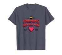 Your Mom's Biggest Fan Est. 1984 Retro Crown Heart T-Shirt, Men, Heather Blue, L