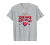 Your Mom's Biggest Fan Est. 1984 Retro Crown Heart T-Shirt, Men, Heather Grey, L