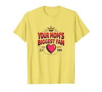Your Mom's Biggest Fan Est. 1984 Retro Crown Heart T-Shirt, Men, Lemon, M