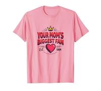 Your Mom's Biggest Fan Est. 1984 Retro Crown Heart T-Shirt, Men, Pink, L
