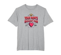 Your Mom's Biggest Fan Est. 1984 Retro Crown Heart T-Shirt, Men's Big and Tall, Heather Grey, 6X Tall
