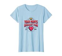 Your Mom's Biggest Fan Est. 1984 Retro Crown Heart T-Shirt, Women, Baby Blue, L