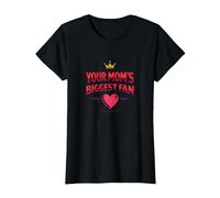 Your Mom's Biggest Fan Est. 1984 Retro Crown Heart T-Shirt, Women, Black, L