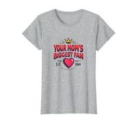 Your Mom's Biggest Fan Est. 1984 Retro Crown Heart T-Shirt, Women, Heather Grey, L
