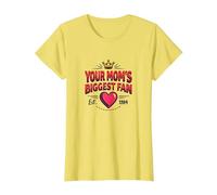 Your Mom's Biggest Fan Est. 1984 Retro Crown Heart T-Shirt, Women, Lemon, S