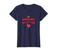 Your Mom's Biggest Fan Est. 1984 Retro Crown Heart T-Shirt, Women, Navy, L