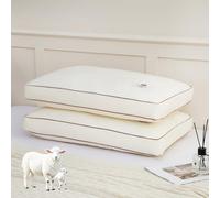 YOUR MOON Organic Soft Wool Pillow Standard Size Set of 2, Support Soft Bed Pillows for Sleeping, Premium Australian Wool Filling with 100% Cotton Cover, Down Alternative Pillows (Off White)