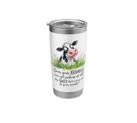 Your Mouth Talks More Nonsense Than Sense Funny Cow Sarcasm Stainless Steel Insulated Tumbler
