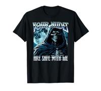 Your Nudes are Safe with ME Evil Skeleton with Guns Meme Gag T-Shirt