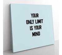 Your Only Limit Modern Typography Quote Canvas Wall Art Print Ready to Hang, Framed Picture for Living Room Bedroom Home Office Décor, 50x50 cm (20x20 Inch)
