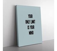 Your Only Limit Typography Quote Canvas Wall Art Print Ready to Hang, Framed Picture for Living Room Bedroom Home Office Décor, 76x50 cm (30x20 Inch)