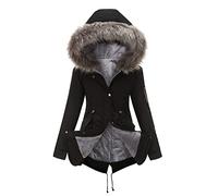 Your Order Today'S Deals of The Day Heavy Winter Long Jackets for Women UK Women's Thickened Overcoat Plus Size Warm Trendy Winter Lined Hoodie Snow Coat Best Sellers Items (Black, M)