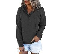 Your Order Today'S Deals of The Day Sweatshirts for Women UK Clearance Casual Button Down Long Sleeve Hoodies With Pocket Solid Color V-Neck Hood Pullover Tops Clearance Uk
