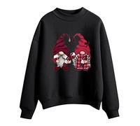 Your Order Today'S Deals of The Day Winter Essentials for Women Valentines Day Womens Loose Solid Color Sweatshirt Printed Round Neck Oversize Long Sleeve Late Deals of The Day (Black, L)