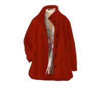 Your Orders Lightning Deals Cheap Items Fleece Jacket Women Winter Warm Solid Color Fleece Coat With Pockets Oversized Long Sleeve Fluffy Cardigan Casual Button Down Christmas Clearance Red