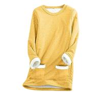 Your Orders Lightning Deals Cheap Items Fleece Lined Sweatshirt for Women UK With Pockets Winter Warm Cosy Thick Pullover Tops Plus Size Long Sleeve Crewneck Jumper